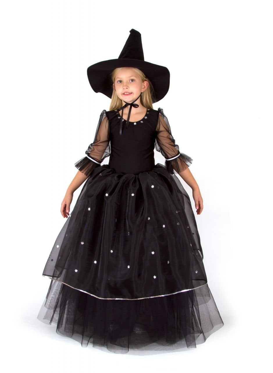 Siyah Uzun Cadı Kostümü 9-11 Yaş arası