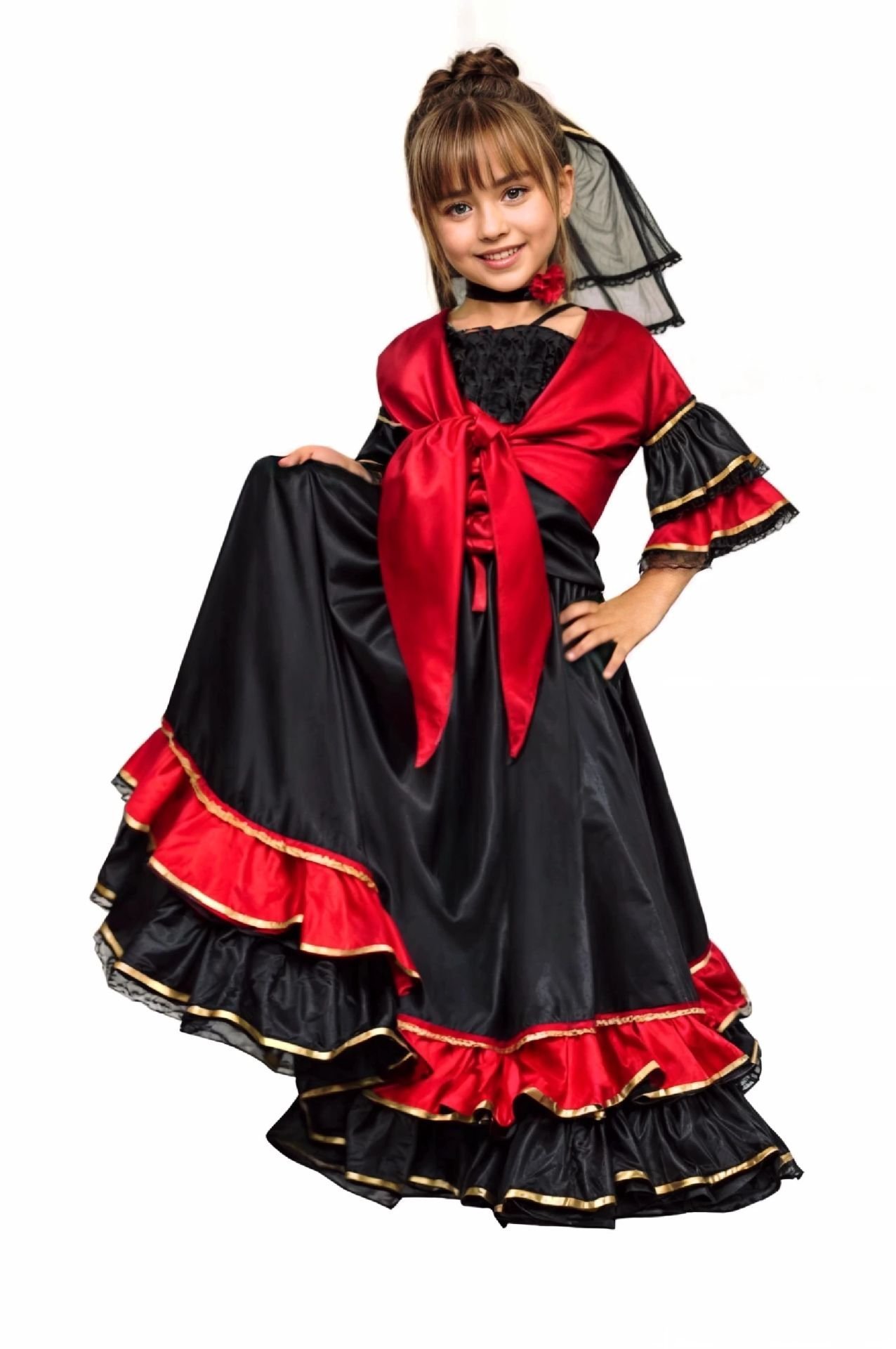 Bolerolu İspanyol Kız Kostümü (213) 7-9 Yaş arası
